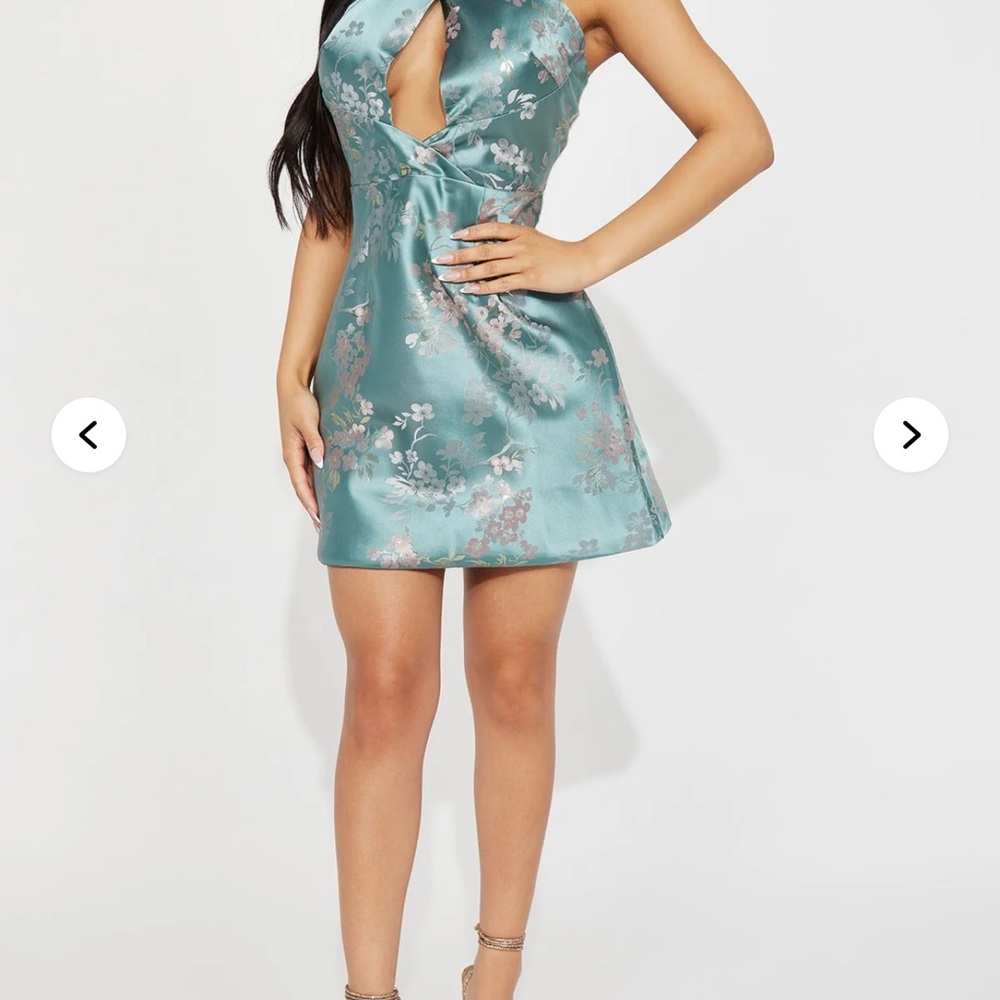 Fashion Nova Teal Floral Mini Dress